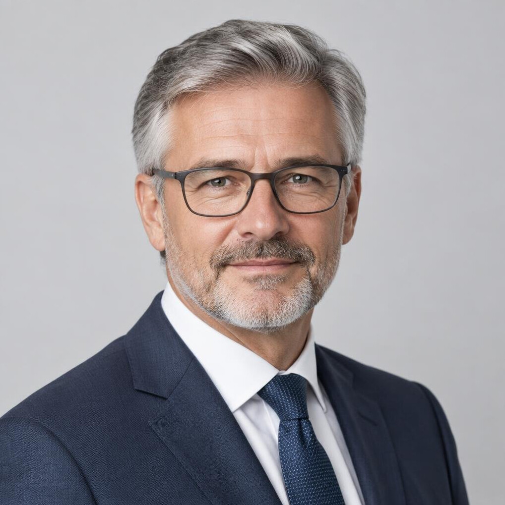 Portrait of senior European man with glasses